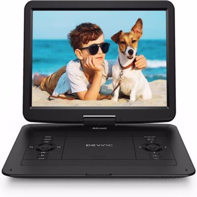 DEVINC 17.9 Portable DVD Player with 15.6 HD Swivel Screen, Support Multiple DVD CD Formats/USB/SD Card/Sync TV, 6 Hours Rechargeable Battery, Car Charger, Remote Control, Region Free, ZC-07 Black