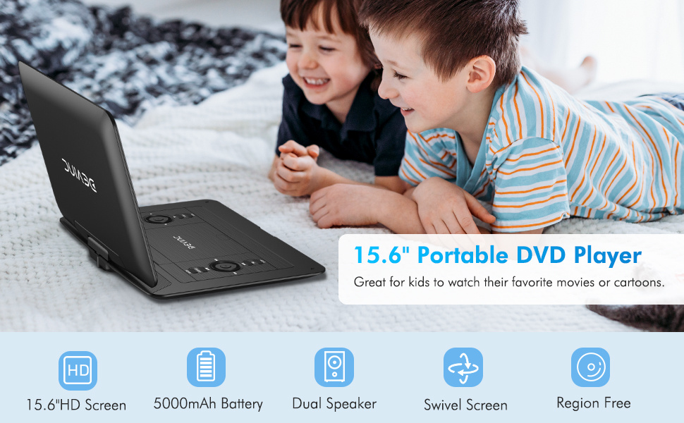 dropship DEVINC 17.9" Portable DVD Player with 15.6" HD Swivel Screen, Support Multiple DVD CD Formats/USB/SD Card/Sync TV, 6 Hours Rechargeable Battery, Car Charger, Remote Control, Region Free, ZC-07 Black